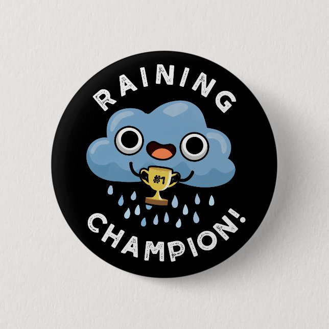 Badge Rond 5 Cm Pluie Champ Funny Météo Pluie Nuage Cloud Pun Dark (Devant)
