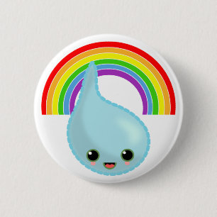 Badge Rond 5 Cm pluie de baisse de parapluie d'arc-en-ciel