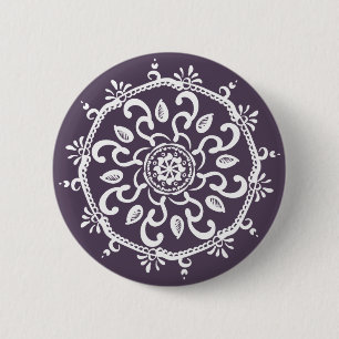 Badge Rond 5 Cm Plum Mandala