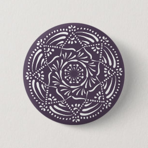Badge Rond 5 Cm Plum Mandala