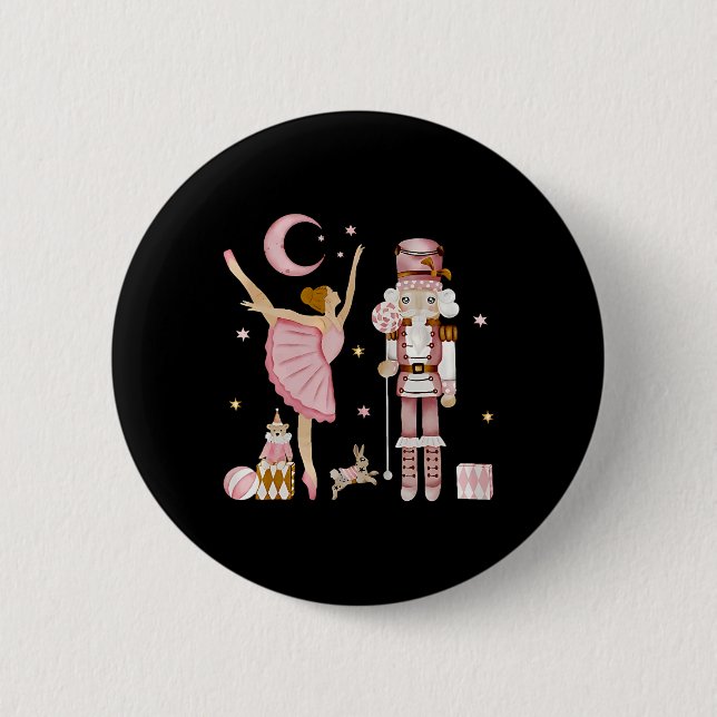 Badge Rond 5 Cm Plum rose rétro Fairy Nutcracker Noël C (Devant)