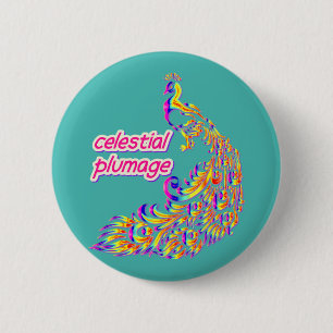 Badge Rond 5 Cm plumage céleste