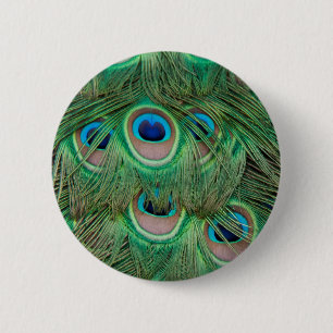 Badge Rond 5 Cm Plumage de paon