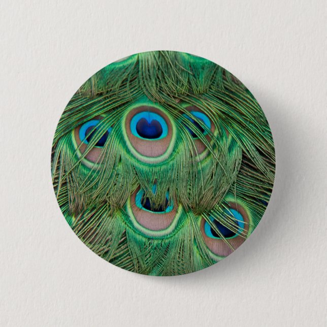 Badge Rond 5 Cm Plumage de paon (Devant)