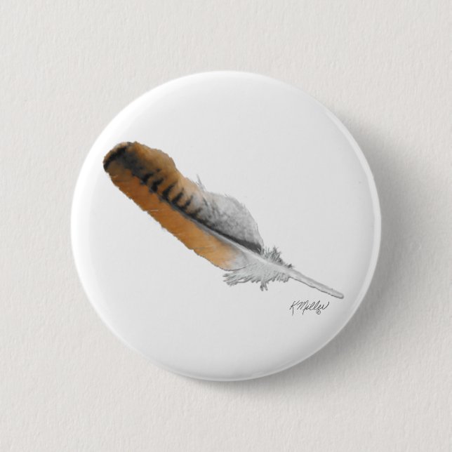 Badge Rond 5 Cm plume de Buse à queue rousse (Devant)