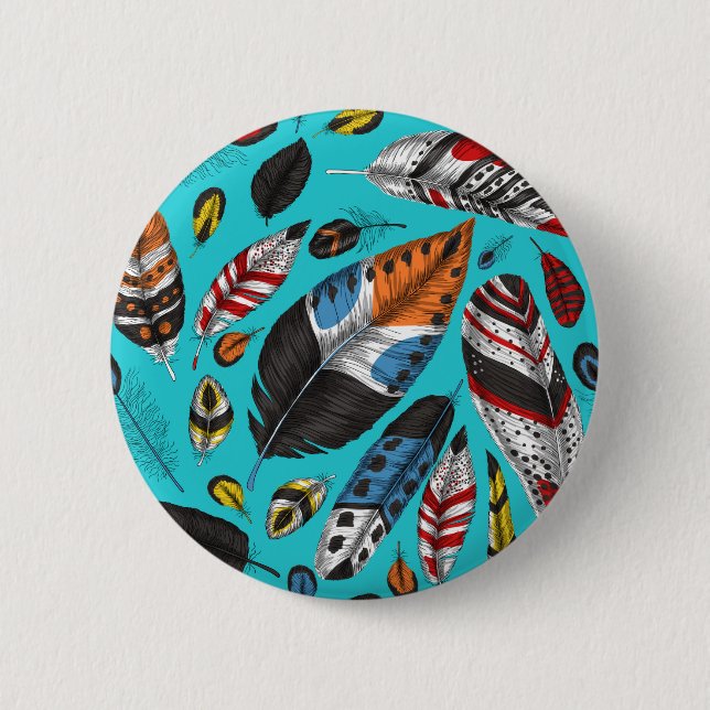 Badge Rond 5 Cm Plumes colorées (Devant)