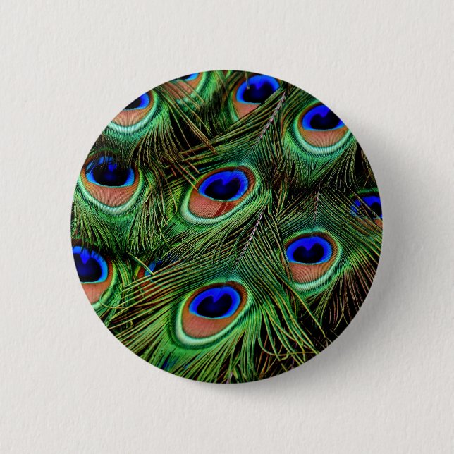 Badge Rond 5 Cm Plumes de paon (Devant)