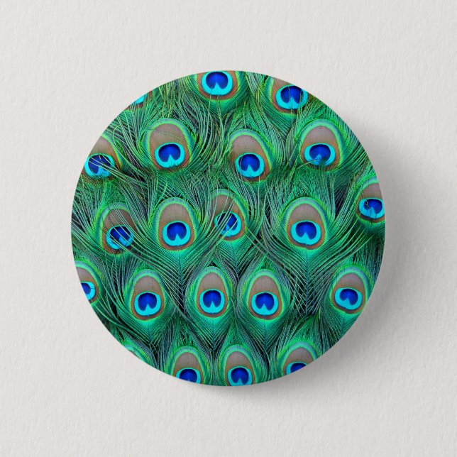 Badge Rond 5 Cm Plumes de paon (Devant)