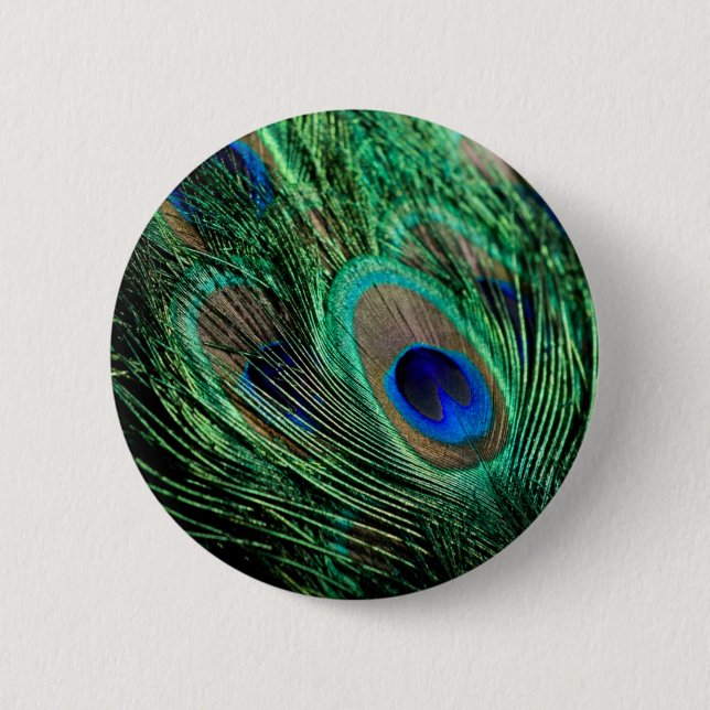 Badge Rond 5 Cm Plumes de paon Lucky (Devant)