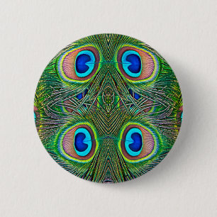 Badge Rond 5 Cm Plumes Peacock Kaleidoscope Imprimer
