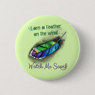 Badge Rond 5 Cm Plumes sur le vent