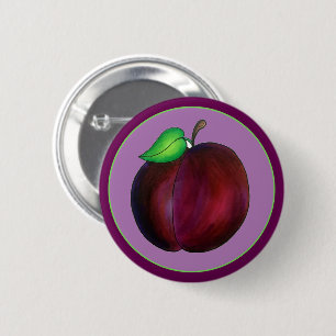Badge Rond 5 Cm Plums Ried Été Purple Plum Fruit Imprimer