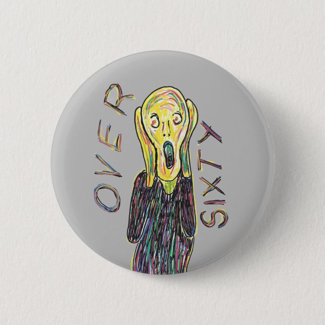 Badge Rond 5 Cm Plus de 60 ans insigne d'anniversaire 61e plus (Devant)