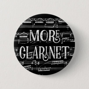 Badge Rond 5 Cm Plus de tableau de clarinette - musique blanche