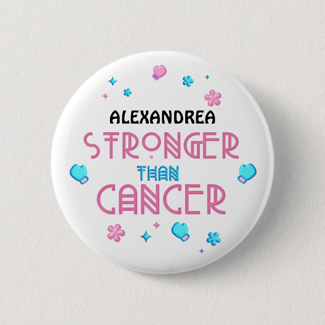 Badge Rond 5 Cm Plus fort que le cancer | Cancer Survivor Custom (Devant)