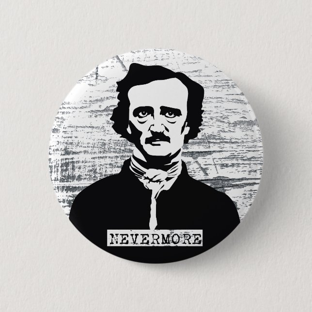 Badge Rond 5 Cm Plus jamais Edgar Allan Poe (Devant)