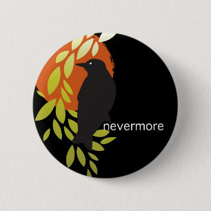Badge Rond 5 Cm Plus jamais - Raven et lune par Poe