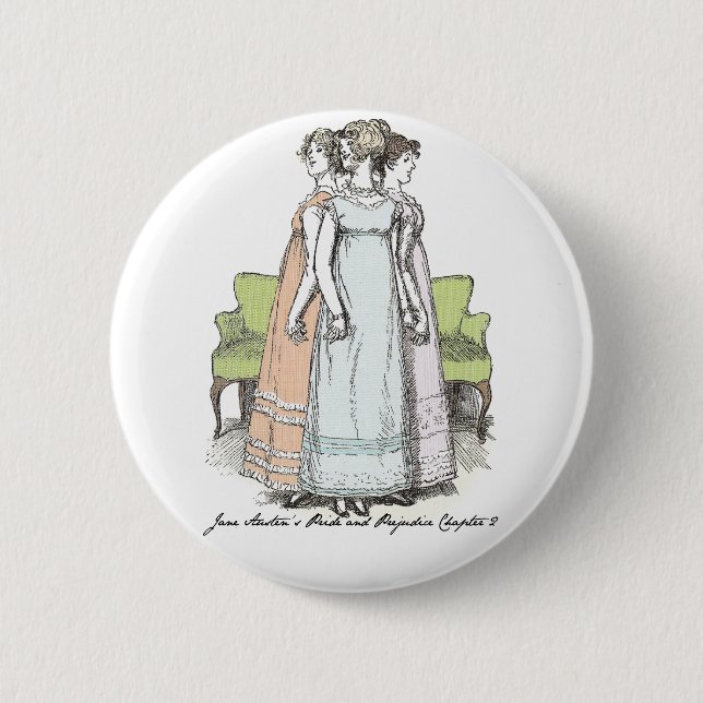 Badge Rond 5 Cm Plus jeune et plus grand, Jane Austen Pride & Préj (Devant)