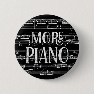 Badge Rond 5 Cm Plus Piano Chalkboard - Black White Music