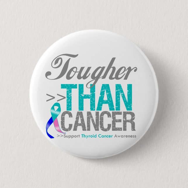Badge Rond 5 Cm Plus sévère que le cancer - Cancer du thyroïde (Devant)