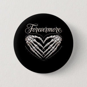 Badge Rond 5 Cm Plus Skeleton Mains Coeur Gothique Halloween