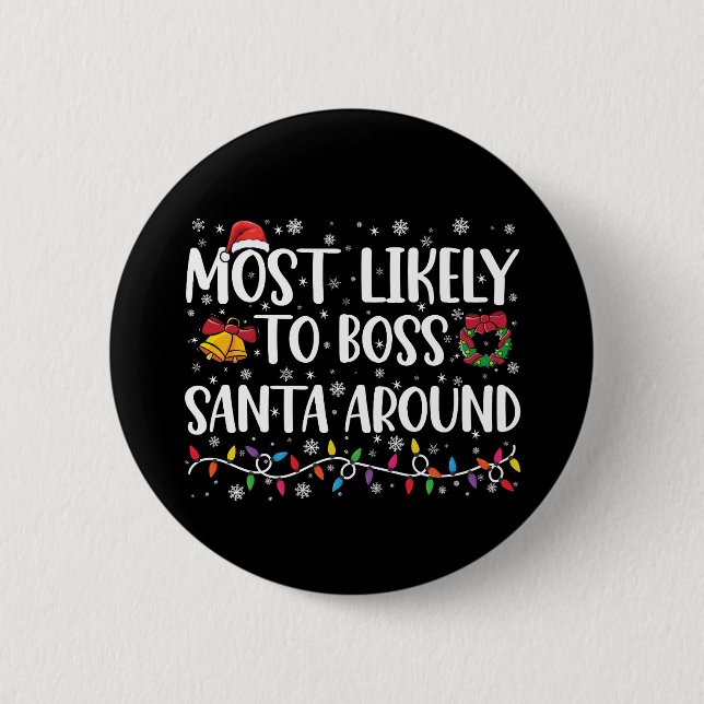 Badge Rond 5 Cm Plus susceptible de diriger le Père Noël Funny Chr (Devant)