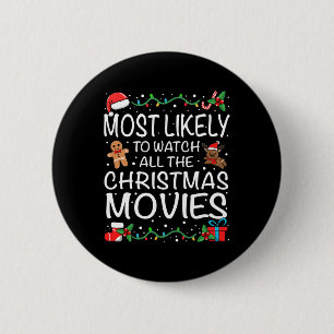 Badge Rond 5 Cm Plus susceptible de regarder les films de Noël Fam