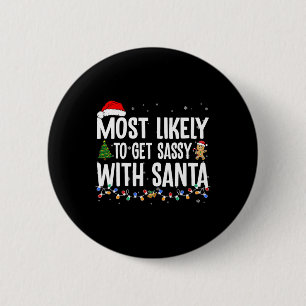 Badge Rond 5 Cm Plus susceptible d'obtenir Sy avec Santa Fun Famil