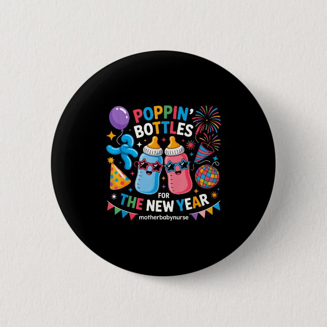 Badge Rond 5 Cm Pn Bottles For The New Year Mother Baby Nurse  (Devant)