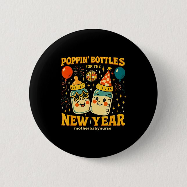 Badge Rond 5 Cm Pn Bottles New Year Mother Baby Nicu Nurse Celebra (Devant)