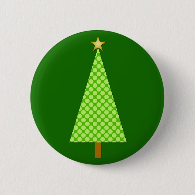 Badge Rond 5 Cm Pneuka vert citron vert point arbre de Noël modern (Devant)