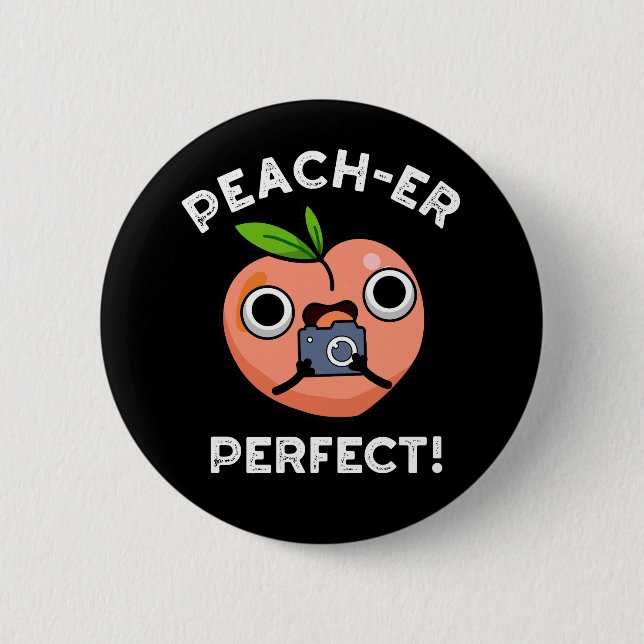 Badge Rond 5 Cm Poche Perfect Funny Peach Pun Dark BG (Devant)
