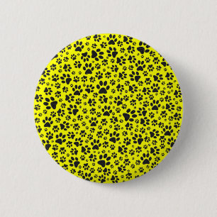 Badge Rond 5 Cm Poches de chien noir et blanc Pointe Polka sur jau
