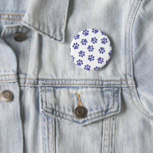 Badge Rond 5 Cm Poches de Doodle, Paws de Chien, Paws Bleus de Mar