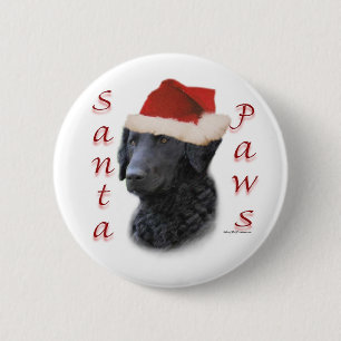Badge Rond 5 Cm Poches Père Noël Retriever Retriever À Revêtement