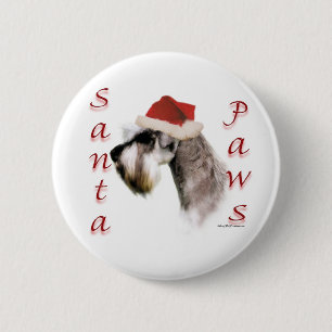 Badge Rond 5 Cm Poches Père Noël Schnauzer Miniature