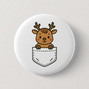 Badge Rond 5 Cm Pocket Pal Rindeer Mignonne Pal Drôle Père Noël Re