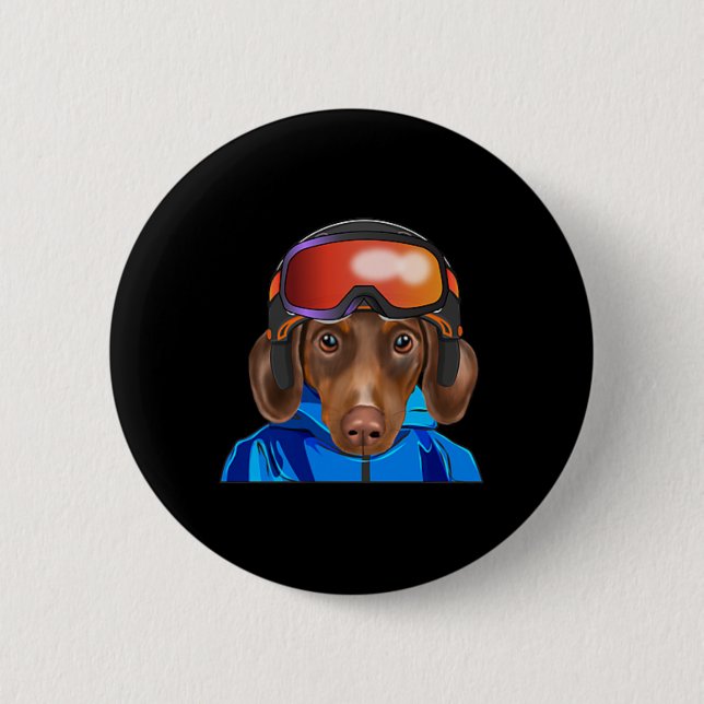 Badge Rond 5 Cm Pocket Snowboard Brown Skier (Devant)