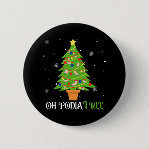 Badge Rond 5 Cm Podiatrié noël arbre podiatre pied médical comme