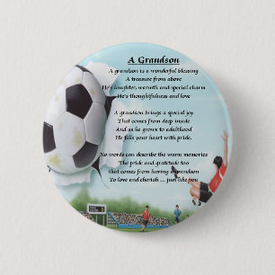 Badge Rond 5 Cm Poème   de petit-fils du football