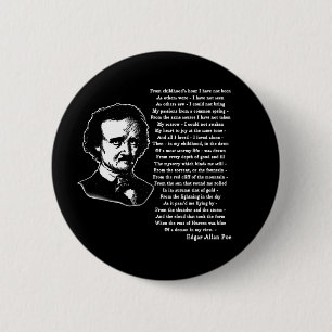 Badge Rond 5 Cm Poème d'Edgar Allan Poe SEUL