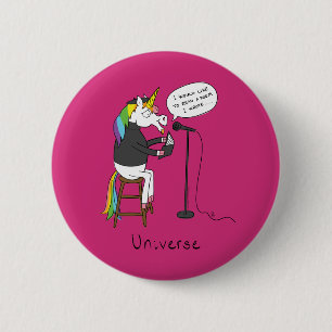 Badge Rond 5 Cm Poésie de licorne drôle mignonne dessin animé