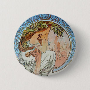 Badge Rond 5 Cm Poésie, Mucha