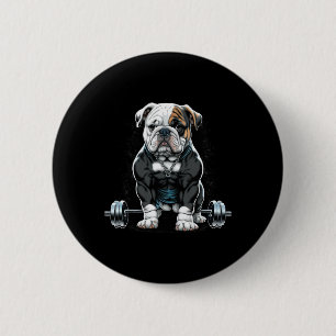 Badge Rond 5 Cm Poids Chien Fun Fitness Gym Bulldog