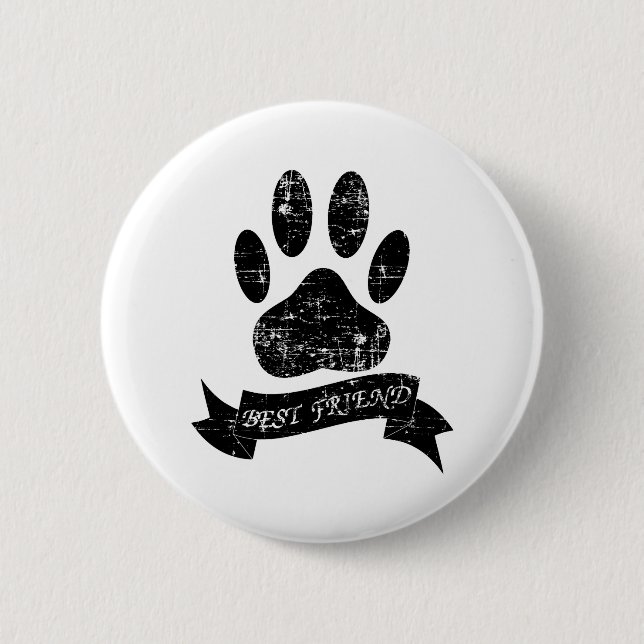 Badge Rond 5 Cm Poignée de chien détendue avec ruban (Devant)