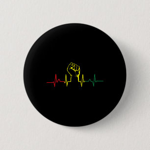Badge Rond 5 Cm Poing Black Power Battement de coeur Fierté afro-a