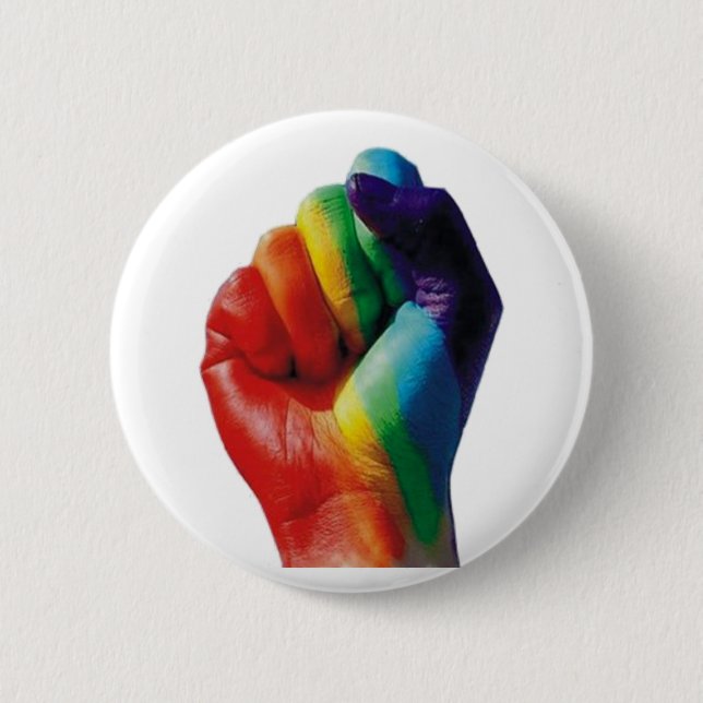 Badge Rond 5 Cm Poing d'arc-en-ciel (Devant)