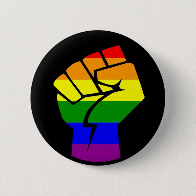Badge Rond 5 Cm Poing de LGBT (Devant)
