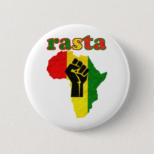 Badge Rond 5 Cm Poing de puissance noire de Rasta au-dessus de
