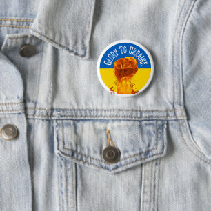Badge Rond 5 Cm Poing enflammé Drapeau de l'Ukraine Résistance Sou